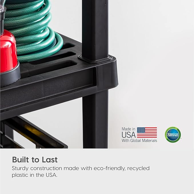 IRIS USA 4-Shelf Light Duty Plastic Storage Shelves, 200lb Capacity, 48" H x 24" W x 12" D, Medium Modular Shelving Unit Storage Organizer for Bathroom, Laundry, Garage & Home, Storage Rack - Black - Image 7