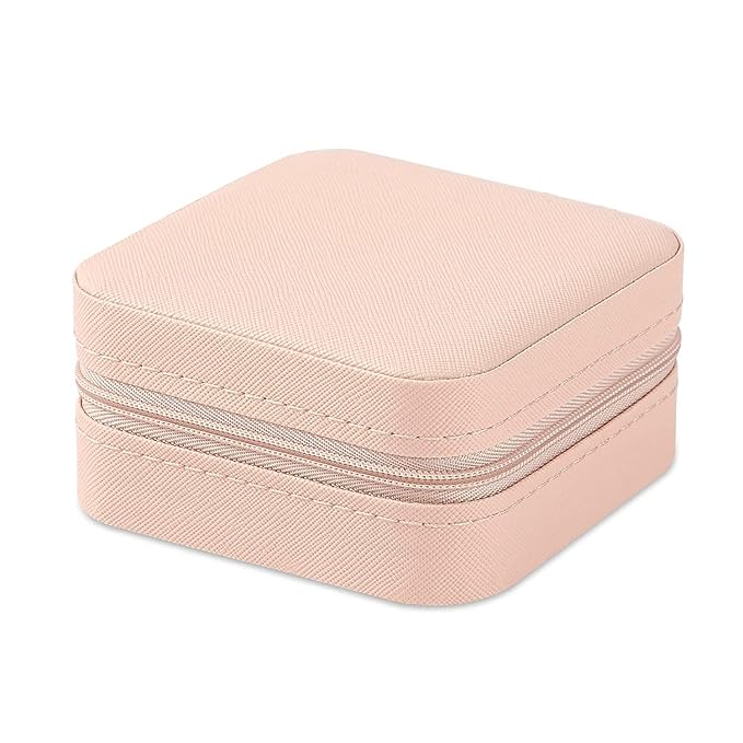 Neveika Portable Travel Mini Jewelry Box Leather Jewellery Ring Organizer Case Storage Gift Box Girls Women (4pcs pink). - Image 2