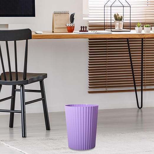 JiatuA Small Trash Can Plastic Wastebasket Round Garbage Container Bin for Bathroom, Kitchen, Bedroom, Home Office, College Dorm, Taro Purple - Image 2