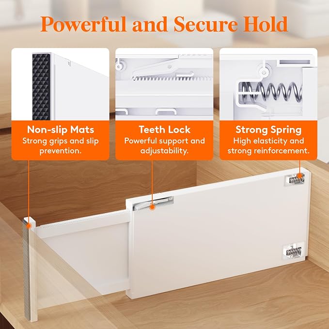 Lifewit 6 Pack 6" High Drawer Dividers 34-56cm/13.5-22" Adjustable Drawer Organizer for Clothes/Utensils, Expandable Drawer Separator in Dresser/Kitchen/Bedroom/Office Organization & Storage White - Image 4