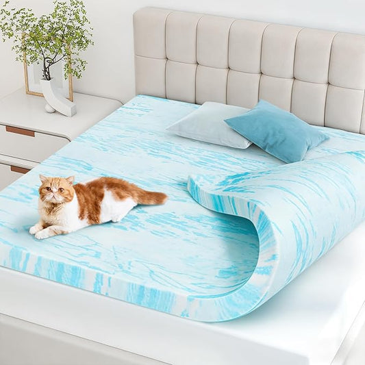 Topper 2 Inch Memory Foam Mattress Topper, Cooling Gel Foam Mattress Topper for Pressure Relief, Ventilated Design Bed Topper in a Box