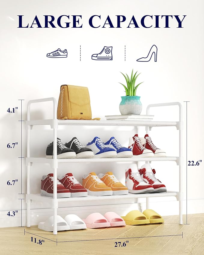 Kitsure Shoe Rack for Closet, Sturdy and Long-Lasting Shoe Shelf, Shoe Rack for Entryway, Personalized DIY Shoe Organizer, Shoe Rack Organizer for Space-Saving, 27.6" x 11.8" x 22.6", White - Image 2