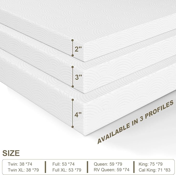 Zenzy 3" Twin Bamboo Mattress Topper Cover, Oeko-TEX Certified, Ultra-Soft Zippered Topper Protector with Adjustable Straps, Washable (Cover Only)