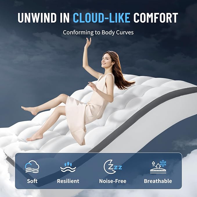 Mattress Topper - Extra Firm Support Pillow Top,1300GSM Mattress Pad, Gel-Infused Memory Foam for Back Pain Pressure Relief with 6"-18" Deep Pocket(California King,72"x84")