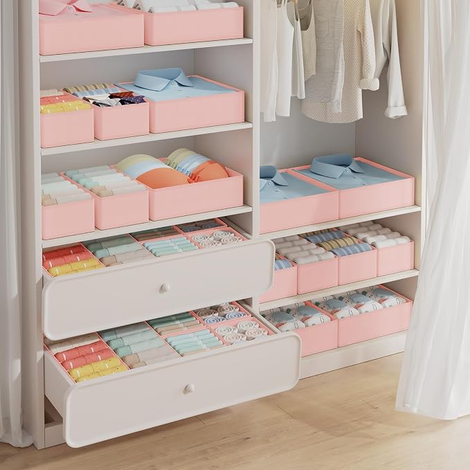 DIMJ Drawer Organizer Clothes Storage- 18 Pack Baby Dresser Organizer for Nursery, Foldable Closet Drawer Organizer Bins for Bedroom Organization, Fabric Storage Dividers for Socks, Underwears, Bras - Image 4
