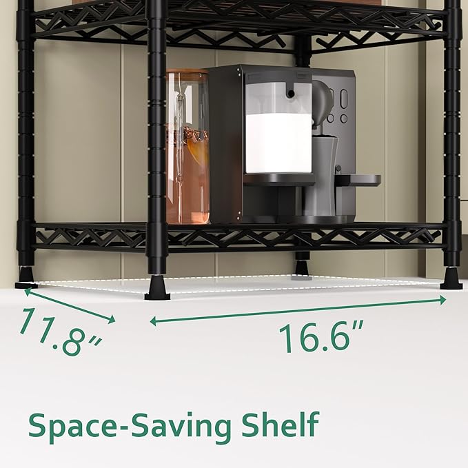 GIOTORENT 6-Tier Storage Shelves Standing Shelving Metal Units, Adjustable Height Wire Shelf Display Rack for Pantry Laundry Bathroom Kitchen 16.6” x 11.8” x 63”, Black - Image 3