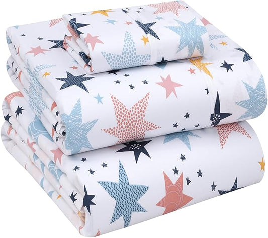 RUVANTI 100% Cotton Sheets – Twin XL Size Percale Bedding, Cooling & Breathable Floral Design, Durable with a Crisp, Soft & Comfortable Feel, 16" Deep Pocket, 3-Piece Set, Fault Star