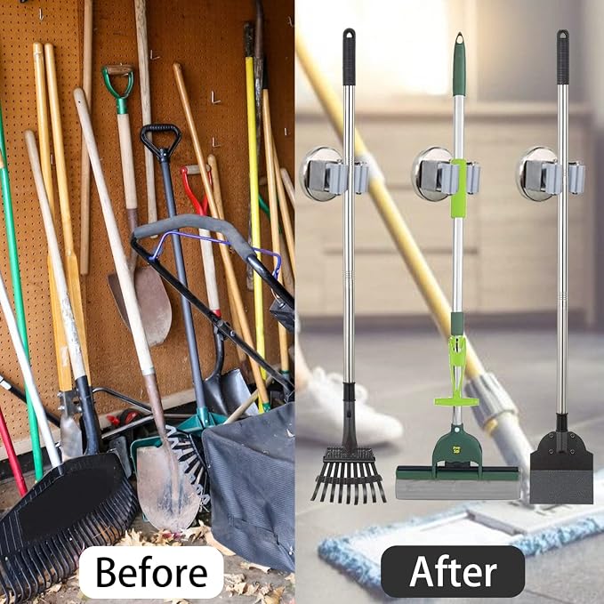 MUTUACTOR Magnetic Broom Holders,8pcs Anti-broken Heavy Duty Magnetic Clips Wall Mount,No Drilling Magnetic Hooks Broom Mop Brackets for Work Cargo Garage Laundry Van Accessories - Image 7
