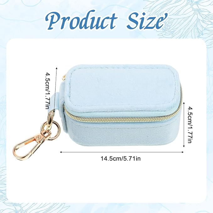 Travel Jewelry Case Velvet Travel Jewelry Box with Keychain 2-in-1 Ring Holder Keychain Small Jewelrys Organizer Case for Women, Portable Mini Storage Clutch for Earrings, Necklaces - Image 3
