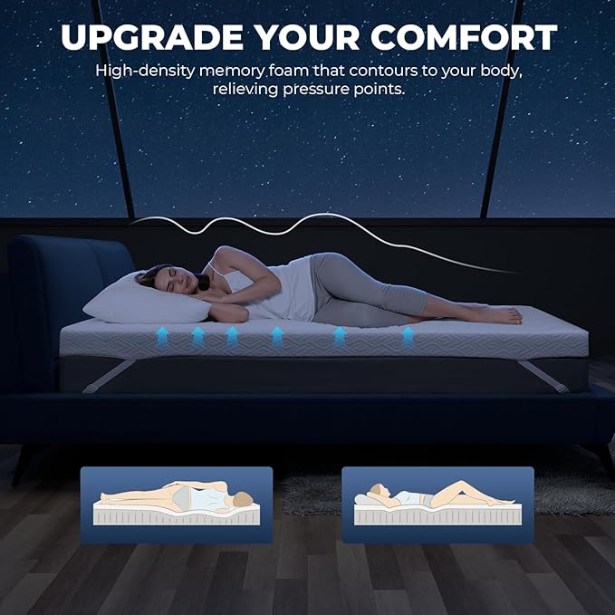 Memory Foam Mattress Topper - 3 Inch Gel Mattress Pad for Pressure Relief, Premium Soft Cooling Sleep Bed Topper, Non-Slip Design with Removable & Washable Cover,Cal King