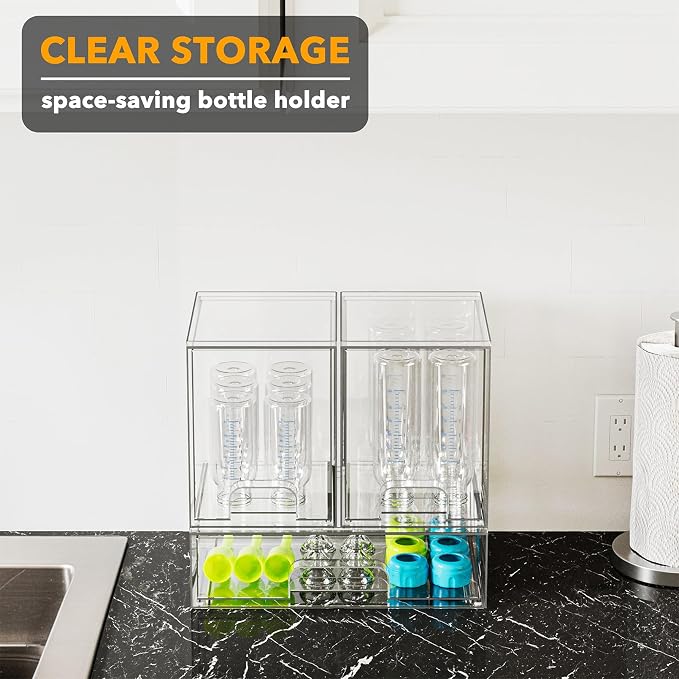 SpaceAid Bottle Storage Organizer Baby - Acrylic Bottles Station Organizer Container, Stackable Clear Drawers for Countertop, Vanity, Bathroom, Cabinet, Pantry Organization, 3 Pack, 2M1L, 10.9" H - Image 5