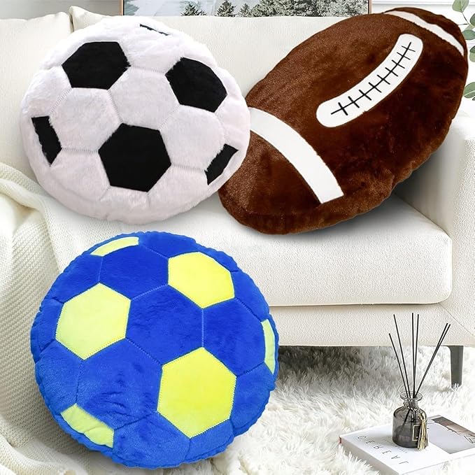 Football Pillow, Stuffed Football Throw Pillow, Cute Football Plush for Football Fans Creative Room Decor, Fluffy Durable Football Plushies Gift for Kids Party Football Decor (15.7 Inches)