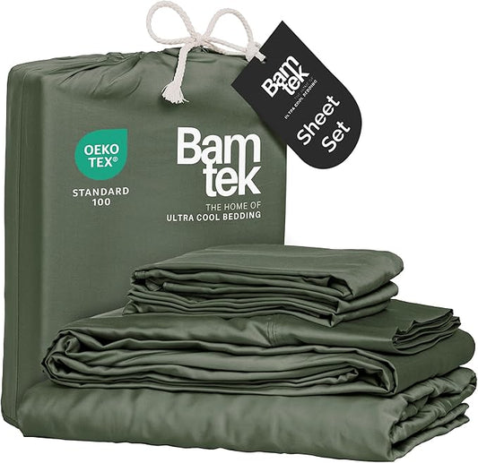 Viscose Bamboo Bed Sheets Full Sizes 4PC Set - Cooling Bedding for Hot Sleepers with Moisture Wicking Technology - Silky Soft 16 Inch Deep Pocket - Moss 54"x75"