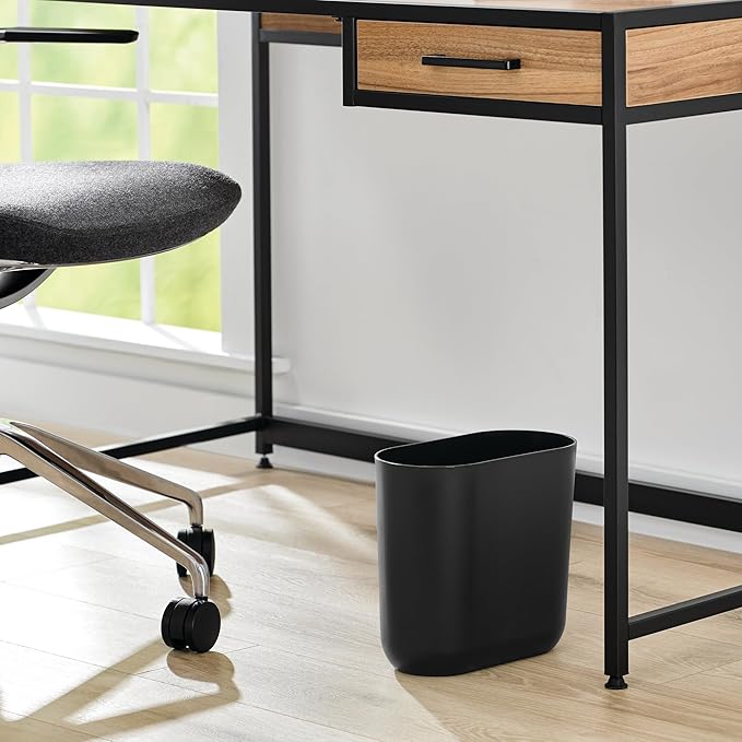 iDesign Small Slim Plastic Bathroom Trash Can, Garbage Can for Bedroom, Office, Desk, Dorm, Black - Image 5