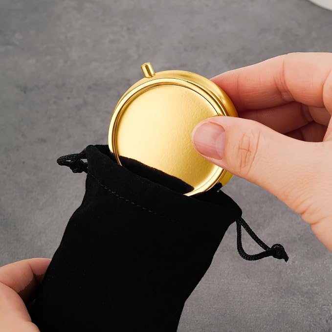 Mini Travel Jewelry Box with Built-In Mirror, Ultra-Portable Jewelry Holder for Rings, Necklaces, Earrings, Pills, Tea Bags, Small Accessories, Press-to-Open Multifunctional Storage (Gold) - Image 5