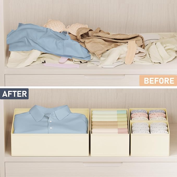 DIMJ Drawer Organizer Clothes 24 Pack - Foldable Baby Organizers and Storage Dresser Organizer for Bedroom, Closet Nursery Organization Dresser Dividers for underwear, Sock, Bra, Belt, Tie - Image 5