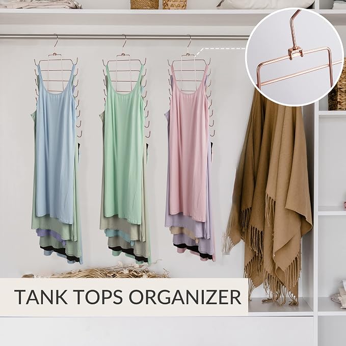 ZEDODIER Tank Top Hanger Space Saving, Bra Hangers for Closet Organizer, Hanging Bra Organizer Tank Tops Holder with 8 Hooks, Closet Organizers and Storage Small Space Solutions, Rose Gold - Image 4