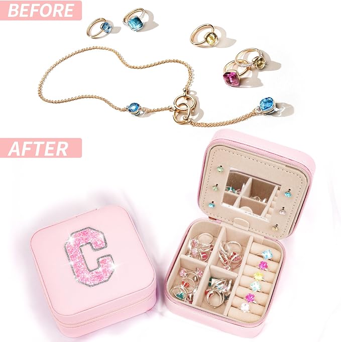 Uygafly Jewelry Case - Fashion Jewelry Box | Customized Mother's Day Gift, Birthday Gift for Mom | Pink,C - Image 6
