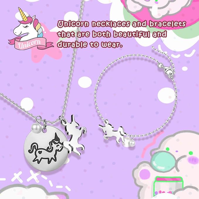 Large Jewelry Box for Girls 5-Layer Music Box with Swing Door Spinning Ballerina Unicorn Necklace & Bracelet Set Children Jewelry Organizer for Girls Kids Birthday Christmas Gift Purple - Image 4