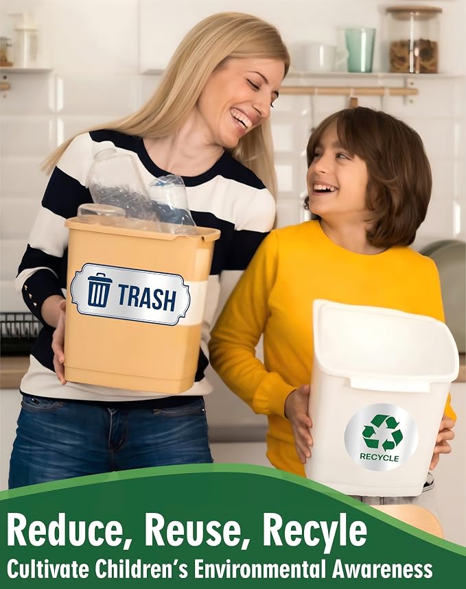 Recycle Stickers for Trash Bins 4Pcs, Waterproof Self-Adhesive Trash and Recycle Stickers for Home, Office, Hotel, Apartment, School, Recycling Signs for Indoor/Outdoor Garbage Can - Image 5