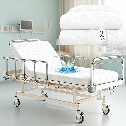 Lounsweer 2 Pack Waterproof Hospital Mattress Cover, 80x36x12in White Fitted Bed Sheet Protectors, Incontinence Protection Leakproof Breathable for Elderly, Adults Home Hospital Beds