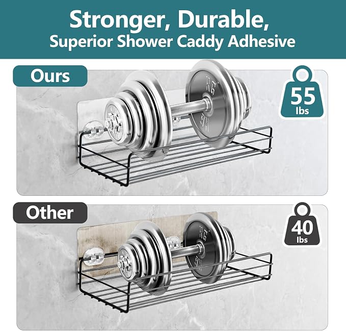 14 Pack Shower Caddy Adhesive Replacement, Strong Shower Shelf Adhesive Hooks for Corner Shelf Basket, Bathroom Rack, Kitchen Rack and Soap Holder - Image 4