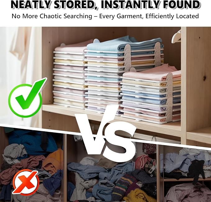 Accenter 10Pc Stackable Closet Organizer & Shirt Folder Board Bundle Tshirt Organizer for Closet Organizers and Storage Clothes Folding Board for Closet Storage Suitable for Lightweight Clothing Black - Image 4