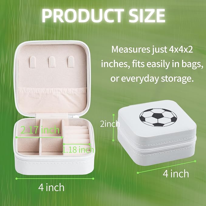 6-Pack Soccer Portable Jewelry Box for Team Travel White Sport Jewelry Case Bulk Gifts for Soccer Team Athletes & Sports Enthusiasts Christmas Events & Milestones - Image 2
