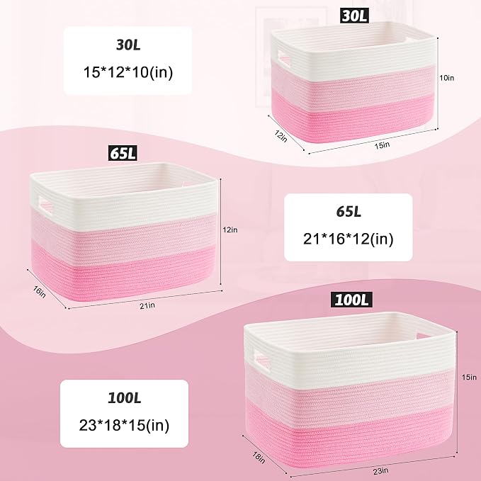 Artfeel Blanket Basket,Rectangle Woven Baskets for Storage,30L Laundry Basket for Decorative Nursery Blanket,Toys,Dirty Clothes and Magazine in Shelves,Baby Room,and Living Room - Image 5