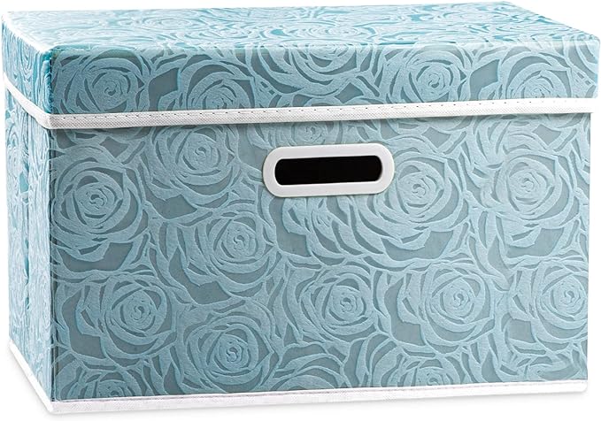 PRANDOM Larger Collapsible Storage Cube with Lid [1-Pack] Fabric Decorative Storage Bins Box Organizer Container Basket with Cover Handles for Bedroom Closet Living Room 17.7x11.8x11.8 Inch by Prandom
