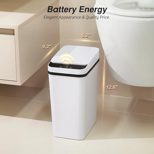 FRESHLIX 2 Pack Automatic Bathroom Trash Can 2.6 Gallon Smart Touchless Motion Sensor Trash Can with Lid Electric Waterproof Narrow Small Garbage Bin - Image 3
