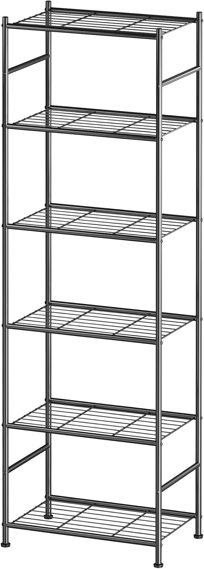 Sakugi 6-Tier Metal Storage Shelves - Space-Saving Shelf Organizer for Small Spaces, Compact Shelving Unit with Adjustable Feet for Kitchen, Garage, Laundry Room (17.7" x 12.5" x 69.6", Black) by Sakugi