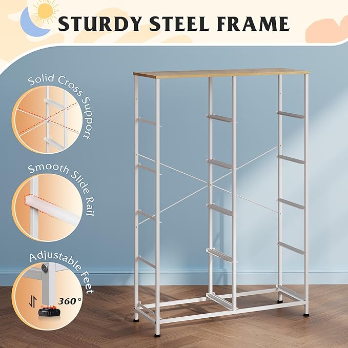 WLIVE Tall Dresser for Bedroom with 10 Drawers, Chest of Drawers, Fabric Dresser for Closet, Hallway, Living Room, Entryway, Cream White