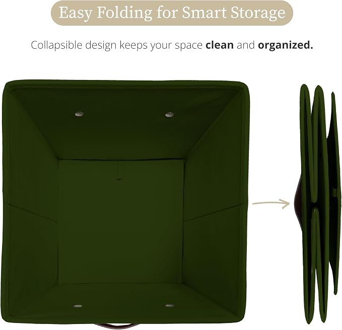 DECOMOMO Storage Cubes, 13x13x13 Storage Cube Bins with Labels, Fabric Organizer Bins (13" / 6pcs, Olive Green) - Image 6