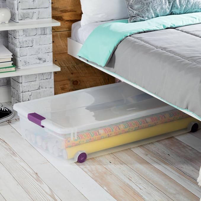Sterilite 4-Pack 60 Quart ClearView Latch Box, Wheeled Organizer Bins with Latching Lids - Clear Plastic Organization Containers for Closet, Bedroom, Shelving Units and Everyday Home Storage - Image 5