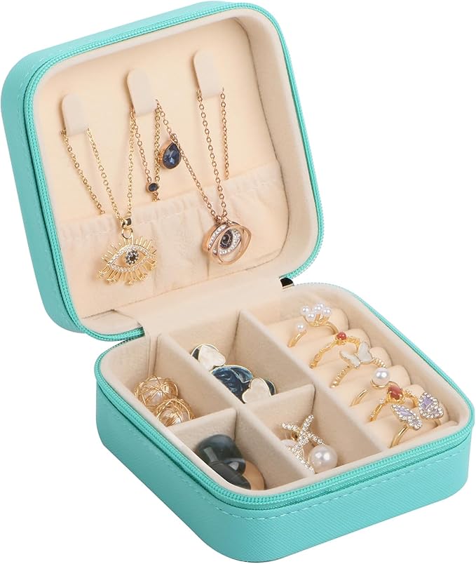 17Dec Small Travel Jewelry Case Organizer,Mini Travel Essentials for Women,Bridesmaid Gifts Birthday Gifts for Women,Small Jewelry Box for Girls 8-12 by 17Dec