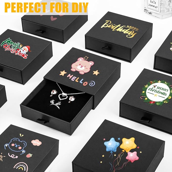 Jewelry Gift Boxes, 20 Pack 3.5×3.5x1Inch Cardboard Jewelry Boxes, Bulk Small Jewelry Boxes with Lids for Necklace Ring Earring Display Box (Black) - Image 3