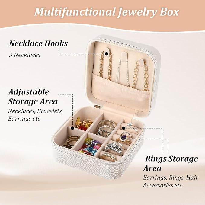 6 Pack White Travel Jewelry Case, PU Leather Mini Jewelry Organizer Box, Portable Earring Storage Box for Women, Girls, Bridesmaid Gifts(3.94 x 3.94 x 1.97 Inches) - Image 3