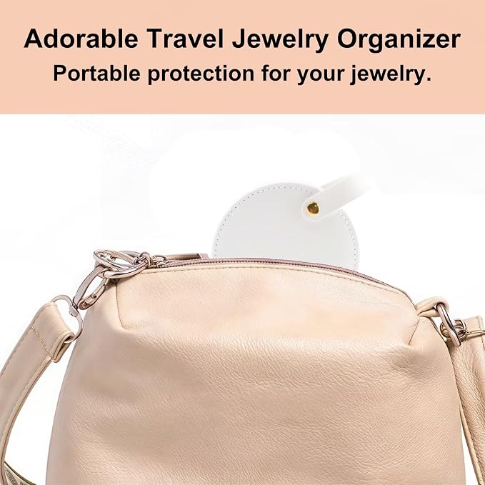 Travel Jewelry Case, Elegant Half-Moon Design with Golden Accents, Detachable Handle, White Personalized Accessory Organizer, Fashion-Forward Gift for Women and Teens(L) - Image 4