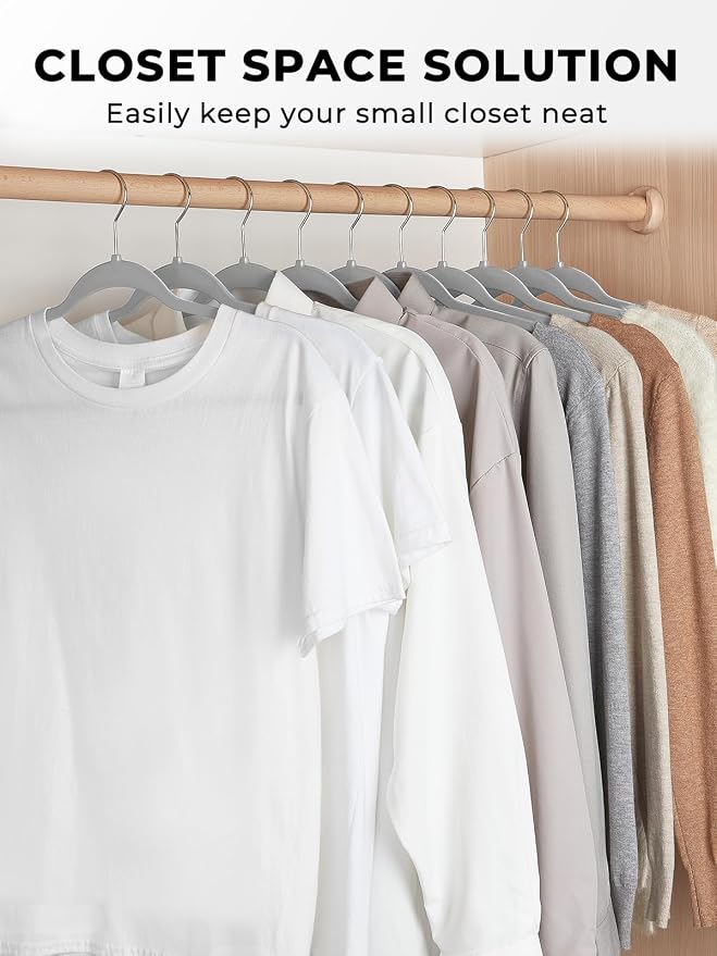 SMARTOR Plastic Hangers 50 Pack, Thin Hangers with 360° Swivel Hook, Non-Velvet Hanger Heavy Duty Clothes Holders for Closet - Durable Adult Hanger, Space Saving Hangars - Gray - Image 9