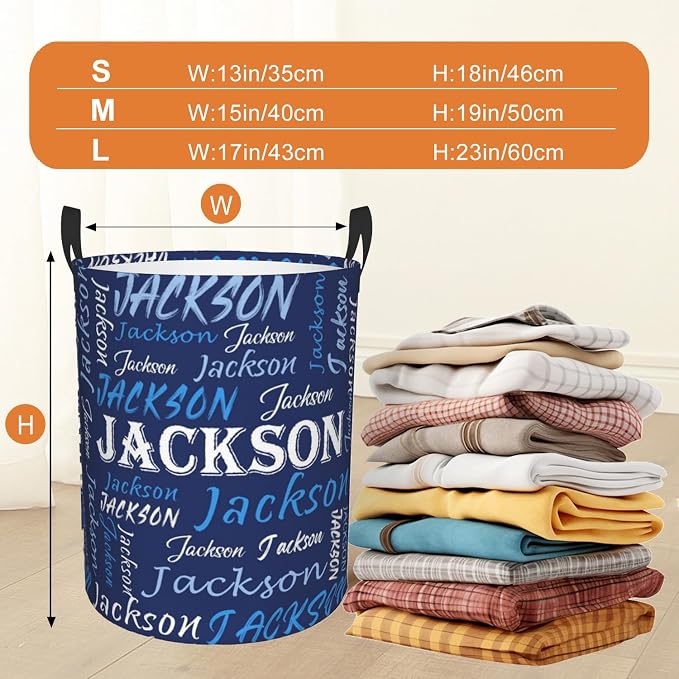 Custom Name Laundry Hamper, Personalized Laundry Basket with Name for Baby Boys Girls, Customized Collapsible Dirty Clothes Hamper Storage with Handles for Bedroom Bathroom Dorm Room Decor - Image 3