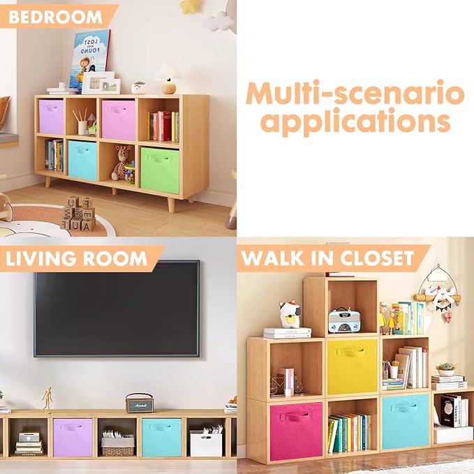 ShellKingdom Foldable Fabric Storage Cubes And Cloth Organizer Drawer For Closet And Toys, 6 Pack (6 Colors) - Image 5