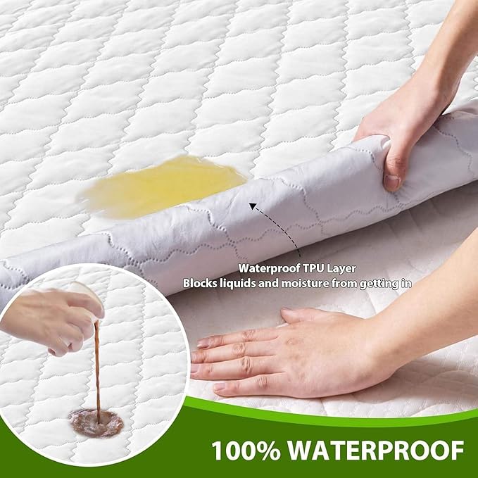 Bedding Waterproof Mattress Protectors with Deep Pocket Fitted Up to 13 inches, Washable Mattress Cover Topper Comfortable Soft Noiseless for Dorm,Home, Hotel (Gray, Twin)