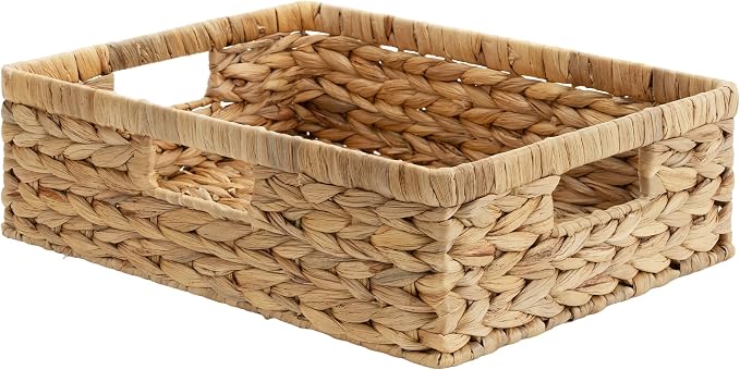 StorageWorks Pantry Baskets, Wicker Storage Baskets for Organizing, Shelves, Pantry Organizers and Storage, Water Hyacinth, 15½"L x 11¾"W x 4 ¾"H by StorageWorks
