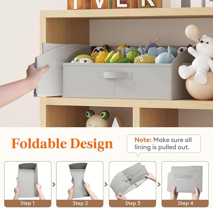 Lifewit Extra Large Trapezoid Closet Storage Bins for Shelf, 6 Packs Non-woven Closet Organizer Baskets with Handles, Foldable Clothes Containers Boxes for Clothing, Book, Purse, 23L, Light Gray - Image 5