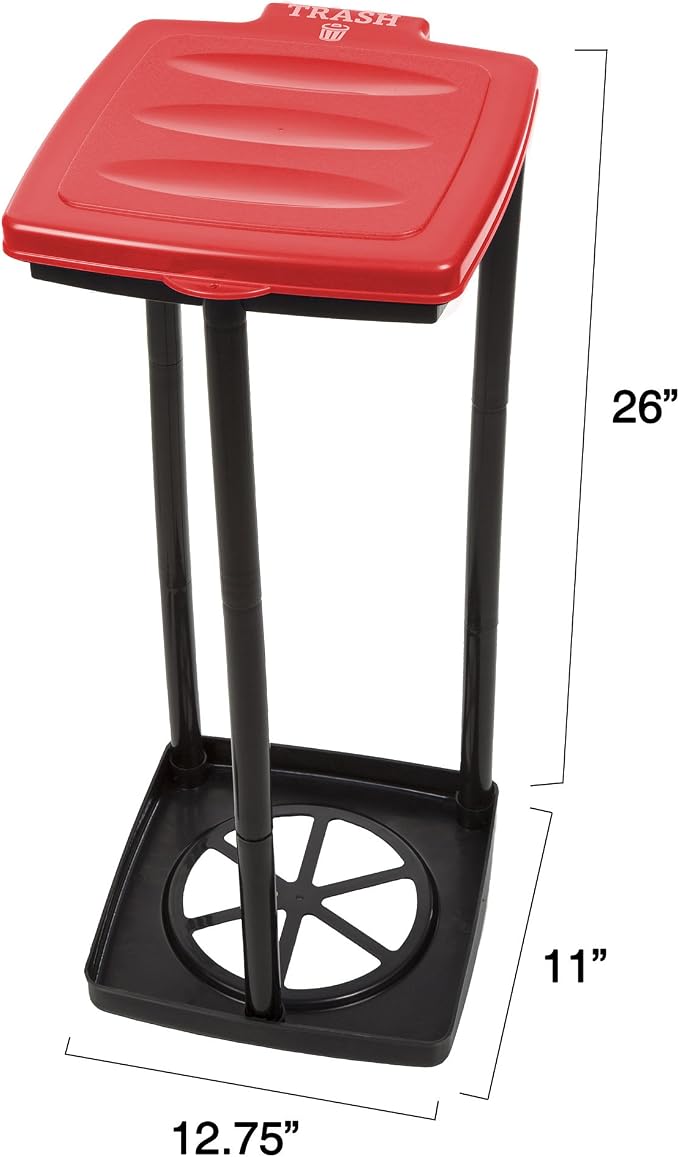 Portable Trash Bag Holder – Collapsible 13-Gallon Garbage Bin for Indoor/Outdoor Use, Camping, Recycling, and Parties – Durable Plastic Trash Can by Wakeman Outdoors (Red) - Image 3