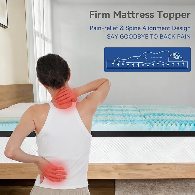 Firm Mattress Topper Full XL Size 3 Inch, Pain Relieving Foam Bed Topper for Extra Support, 5-Zone Memory Foam&High-Density Foam Mattress Pad, CertiPUR-US Certified