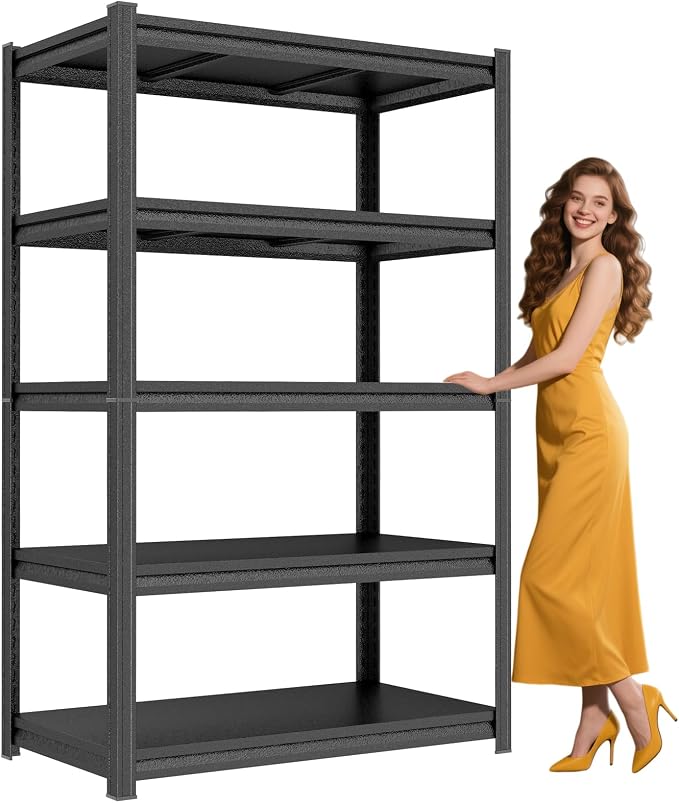 PRESTELION 78" H Garage Shelving 3500LBS Metal Storage Shelves 5-Tier Heavy Duty Shelf Adjustable Garage Shelving Units for Basement, Commercial, Warehouse, Industrial, Black by PRESTELION