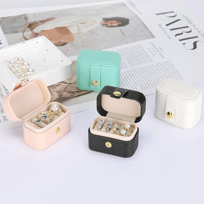 KUKUVR Small Travel Jewelry Box For Ring Stud Earring, Mini Jewelry Ring Holder for Multiple Rings, Portable Jewelry Storage Organizer Case (Pink) - Image 7