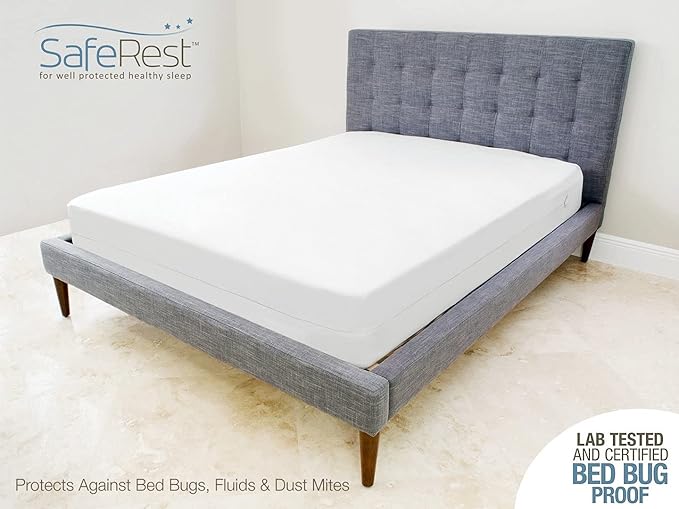 SafeRest Zippered Mattress Protector - Premium 9-12 Inch Waterproof Mattress Cover for Bed - Breathable, Noiseless Washable Mattress Encasement - Twin XL